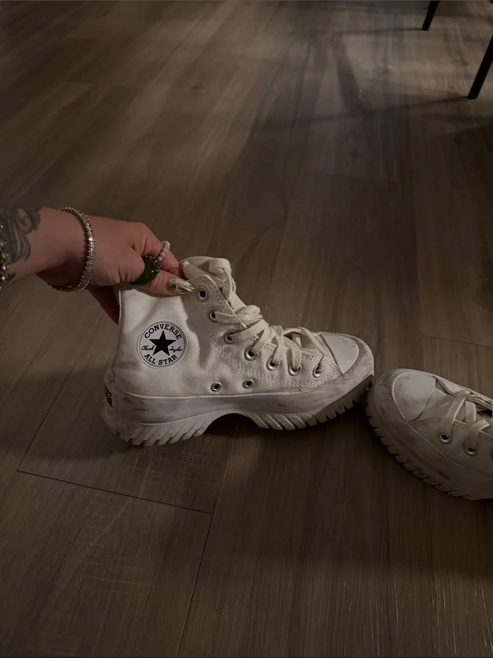 Converse Off-White Canvas High-Top Sneakers - Picture 3 of 6
